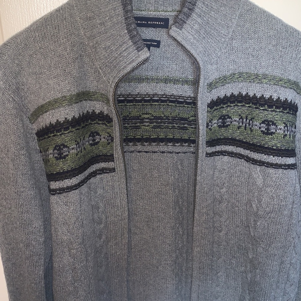 Banana Republic M Italian Yarn Grey zip up sweater - Picture 4 of 5